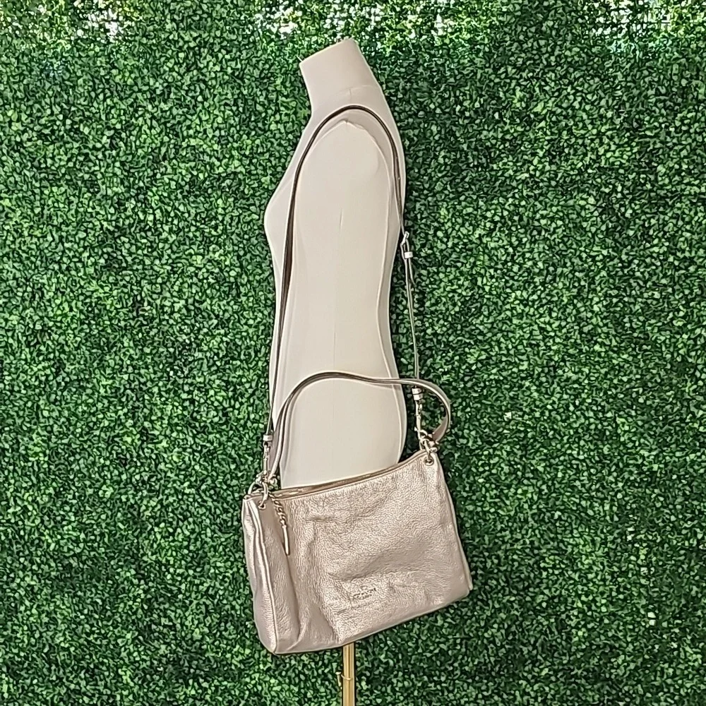 Vintage Coach Metallic Silver Large Hobo